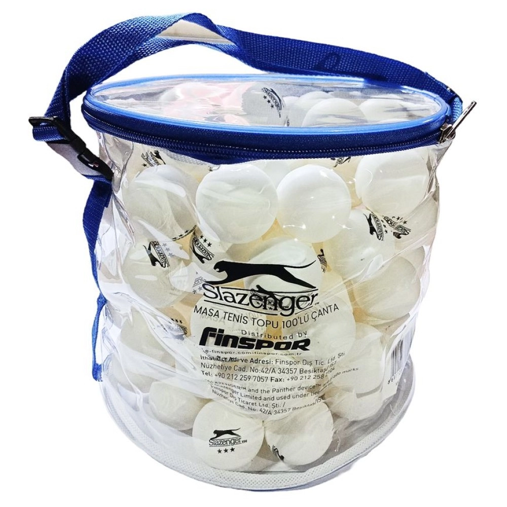 SLAZENGER MASA TENİS TOPU 100'lü ÇANTA 3 ASTAR(BEYAZ)